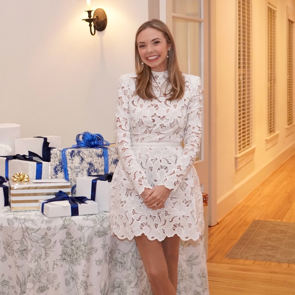 NADINE MERABI White Lace Long Sleeve Dress Size 2/XS Size sold out on Revolve